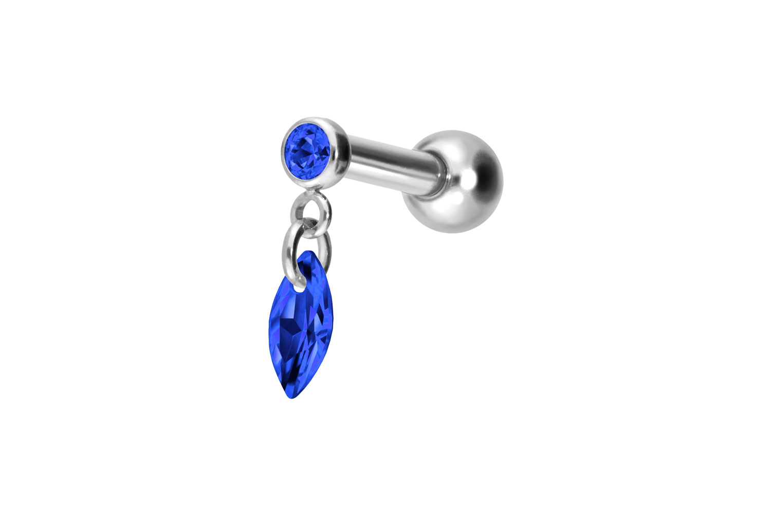 Titan Ohrpiercing mit Innengewinde KRISTALLOVAL